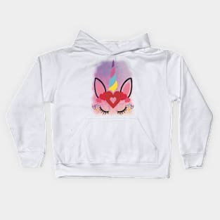 Unicorn valentine Kids Hoodie